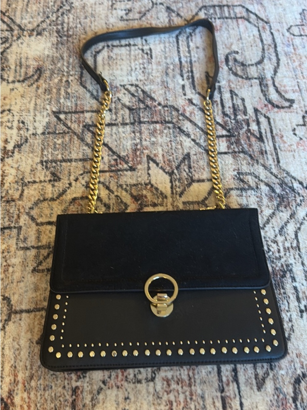 TopShop Black with Gold Hardware Crossbody Purse